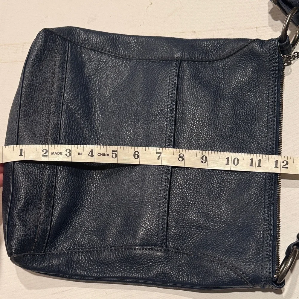 The Sak Dark Blue Leather Messenger Bag